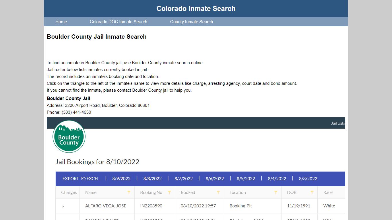 Boulder County Jail Inmate Search